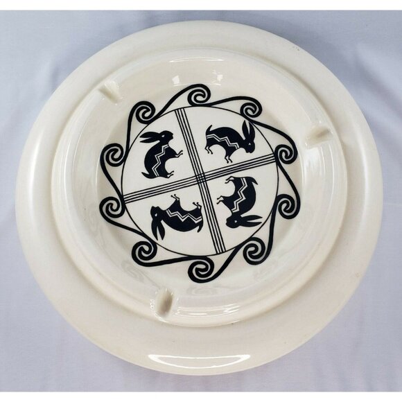 Native American Acoma Pottery Aragon Rabbit Sun Ashtray New Mexico - Picture 3 of 7